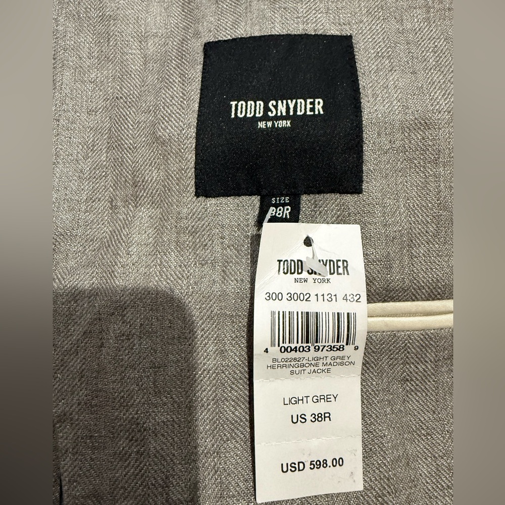 Todd Snyder Light Grey Herringbone Madison Suit Jackie NWT 100% Linen - Picture 11 of 13